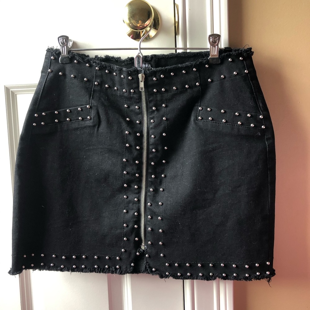 black studded skirt